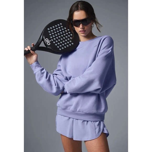 ALO YOGA Accolade Crew Neck Pullover Lilac Blue - Picture 1 of 6